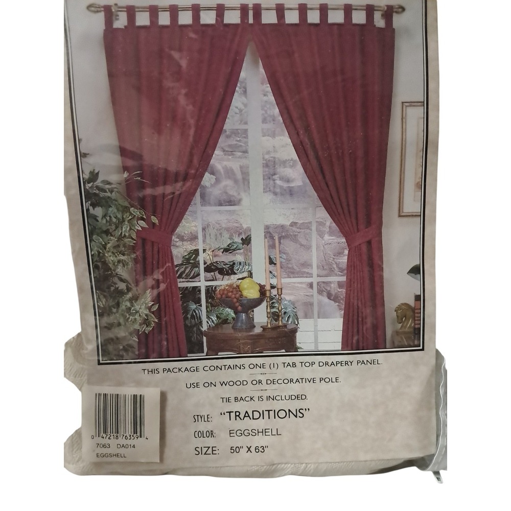 Eggshell Tab‎ Top Drapery Panel Only One 50x63 Style Number 7063
